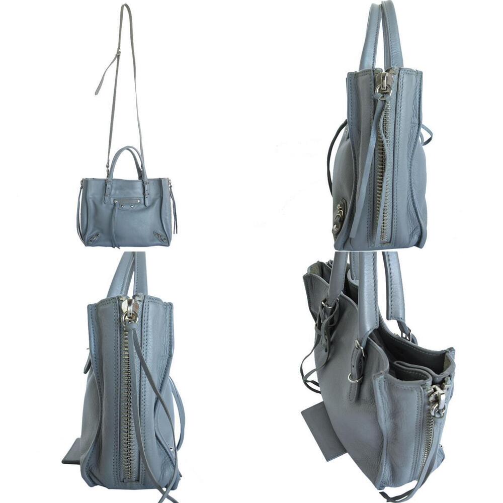 Balenciaga Paper Shoulder Bag Gray Silver Leather - Picture 3 of 4